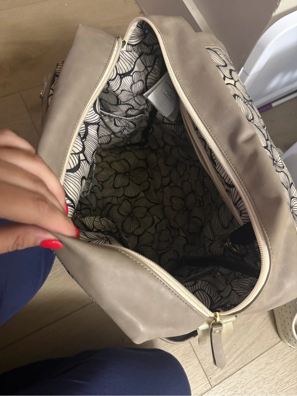 Petunia Pickle Bottom Taupe Messenger Bag with Gold Accent